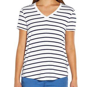 Gap Women's Short Sleeve V-neck T-Shirt Midnight Stripe Size XXL NWT
